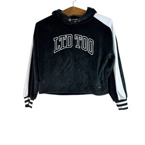 Limited Too Girls Black Velour Hooded Sweatshirt Size M Y2K Style